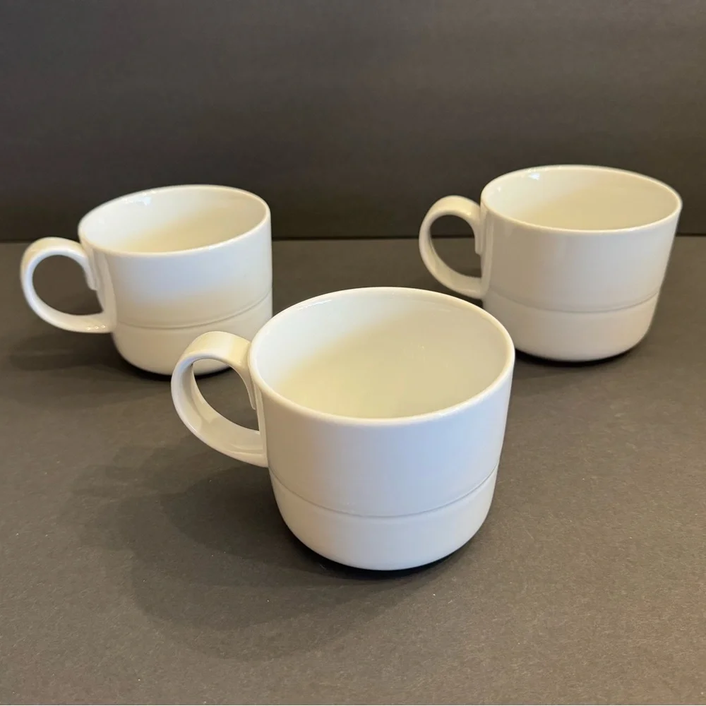 LOT of 3 Crate & Barrel by Aaron Probyn Cups Mugs Hue White Dinner 3 1/4
